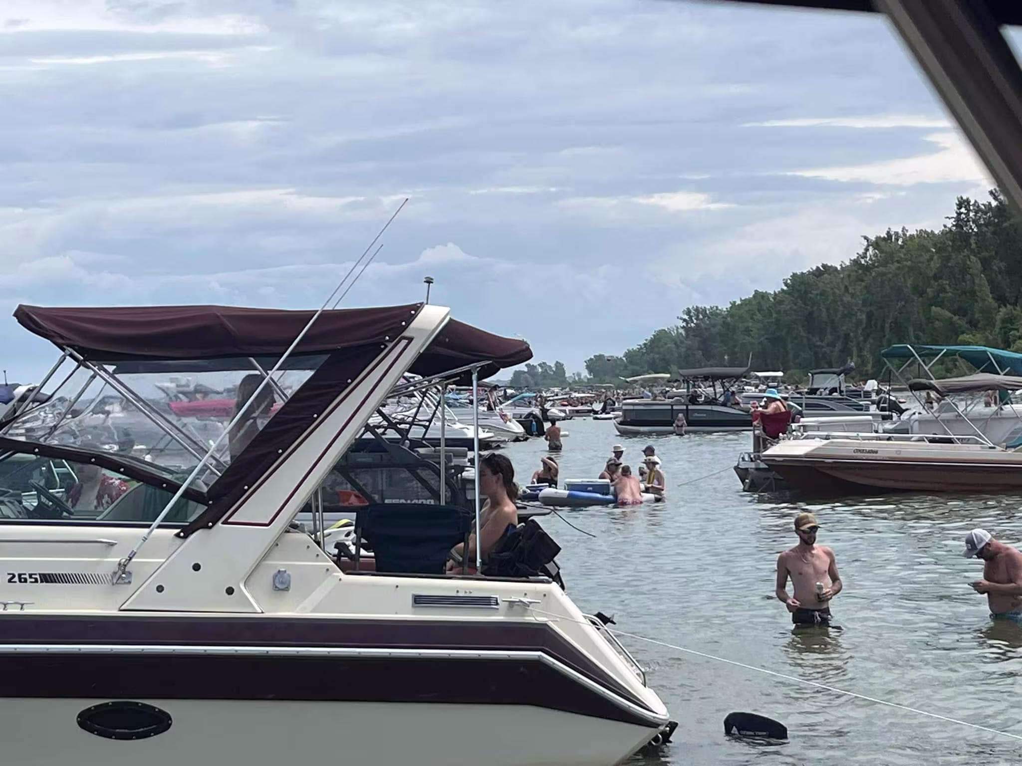 Boats rafted at Long Point